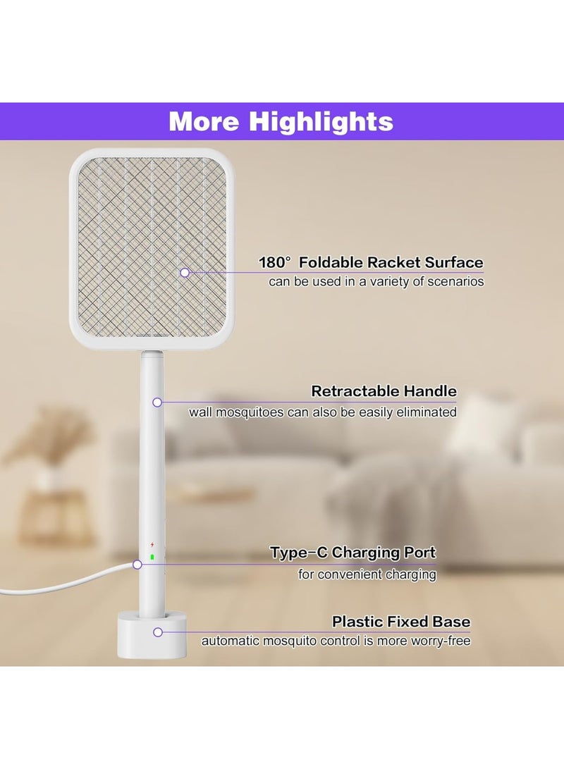 Zikra Foldable Electric Fly Swatter - Rechargeable 3500V Electric Fly Zapper Racket with Stretchable Handle | 3-Layer Protection Mesh for Indoor Use - Image 3