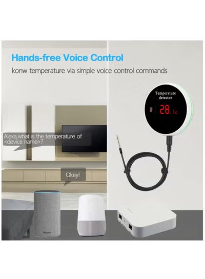 AROAQ Tuya WiFi Temperature Sensor with Waterproof External Probe, Intelligent Temperature Monitor with Backlight, LCD Display, Rechargeable Battery, Fridge, Aquarium - Image 4