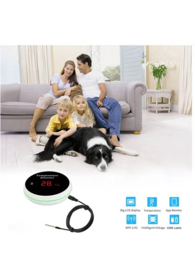 AROAQ Tuya WiFi Temperature Sensor with Waterproof External Probe, Intelligent Temperature Monitor with Backlight, LCD Display, Rechargeable Battery, Fridge, Aquarium - Image 3