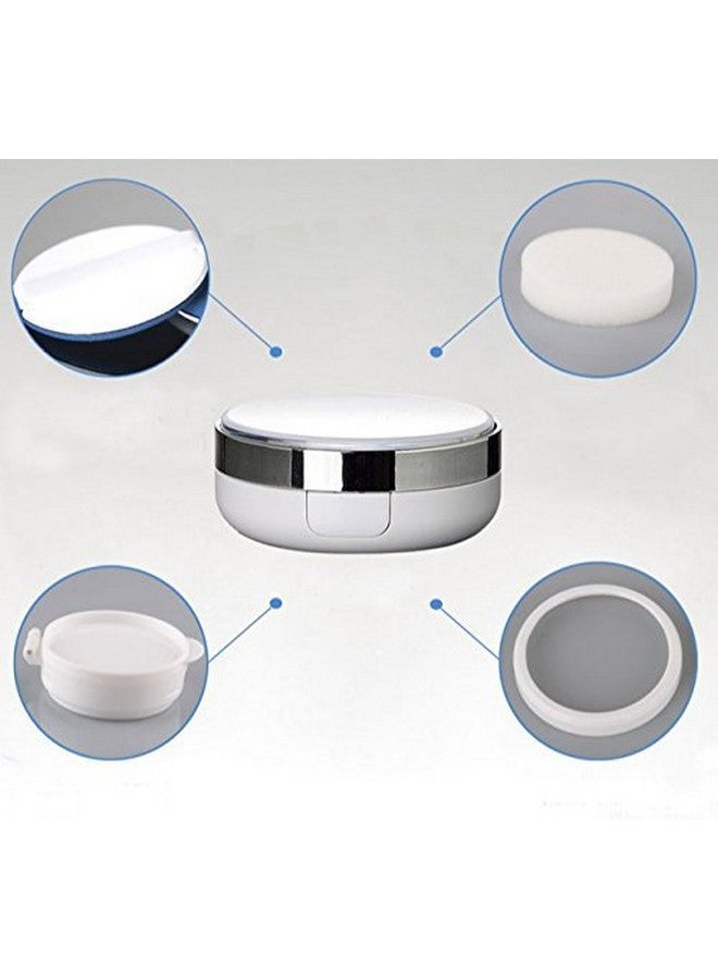 ONWON 15G 0.5Oz Empty Luxurious White Silver Edge Portable Air Cushion Puff Box Bb Cream Container Dressing Case With Powder Puff And Mirror - Image 1