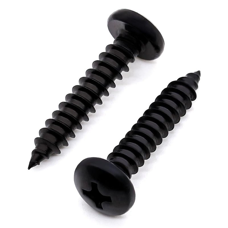 Glvaner #4 x 5/8 inch Phillips Pan Head Self Tapping Screws for Wood, Black Coated, 304 Stainless Steel 18-8, Round Head Sheet Metal Tek Screws, 100 pcs - Image 1