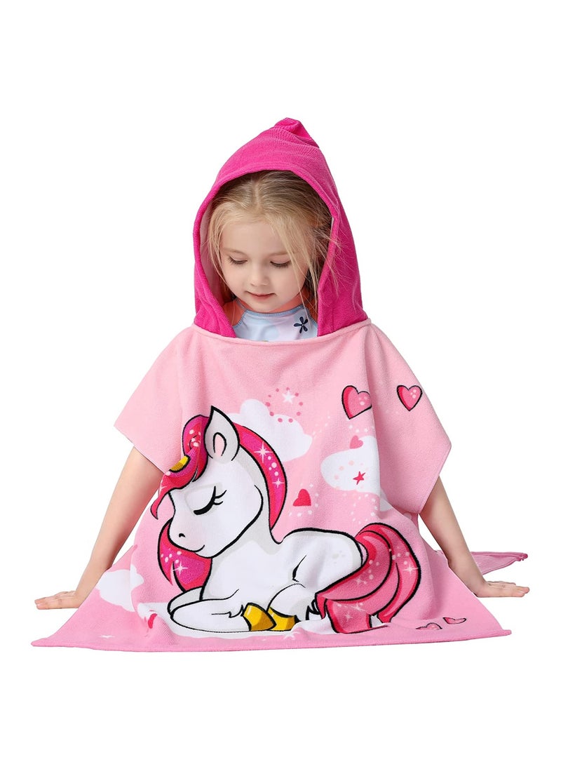 Excefore Kids Bath Towel for 1-6 Years Toddler 1Pcs Kids Hooded Towel Microfiber Bath Towel Super Soft Robe Poncho Bathrobe Boys Girls Swimming Beach Holiday Water Playing Pool Bath Coverups (3D Unicorn)  - Image 4
