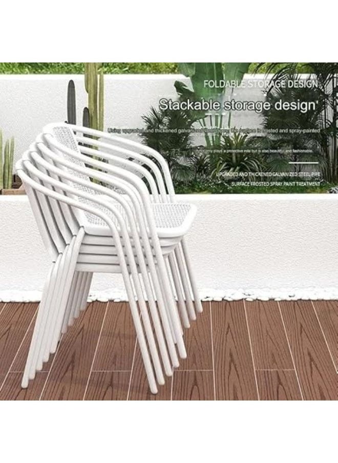 Harmony Home - Harmoney Home 3-Piece Outdoor Dining Set – White Poly Rattan Patio Table & 2 Chairs with Cushions, Sturdy Steel Frame – (72 x 60 x 60 cm) - Image 1