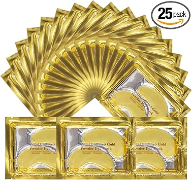 IFUDOIT Premium Crystal 24K Gold Powder Gel Collagen Eye Mask 25 Pairs Eye Treatment Masks for Women and Men Moisturiser Anti Aging Anti Wrinkle Remove Eye Bags Dark Circles Puffy Eyes - Image 1