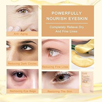 IFUDOIT Premium Crystal 24K Gold Powder Gel Collagen Eye Mask 25 Pairs Eye Treatment Masks for Women and Men Moisturiser Anti Aging Anti Wrinkle Remove Eye Bags Dark Circles Puffy Eyes - Image 2
