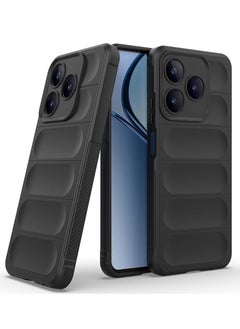 ماركة غير محددة حافظة حماية ممتازة من السيليكون الخلفي متوافقة مع هاتف Realme C63/C61/Note 60 Magic Shield حافظة مقاومة للصدمات مع حماية للكاميرا (أسود)  - Image 1