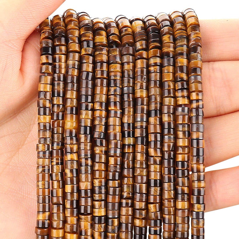 BONNY BOXX 150PCs Natural Classic Tiger Eye Spacer Beads Loose Semi Precious Flat Round Gemstone Heishi Disc Stone Beads for Beading Jewelry Making 4mm2mm