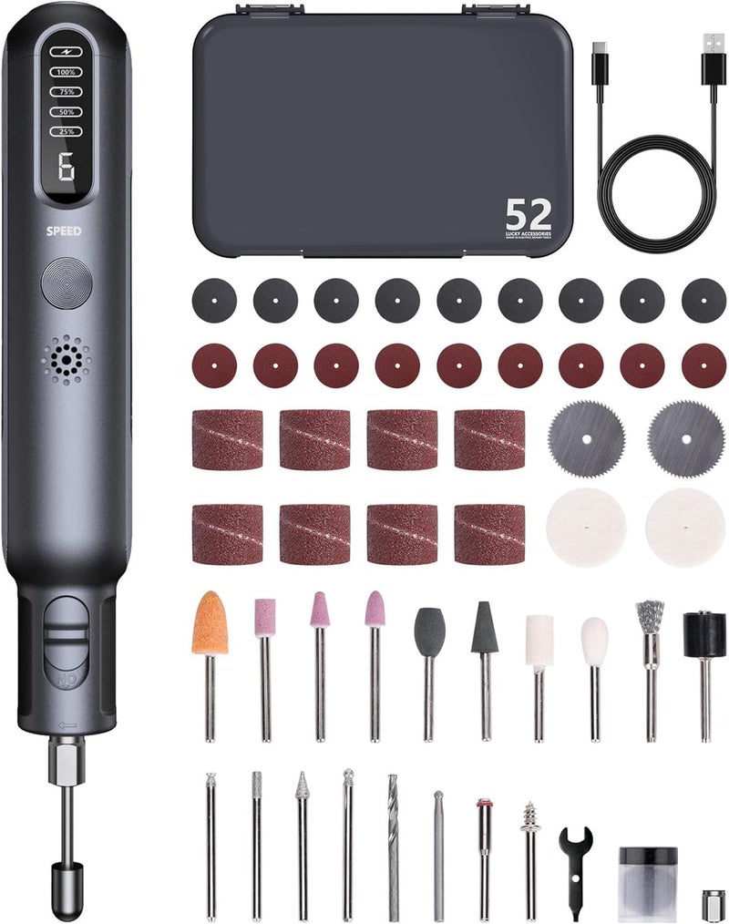 SYOSI Electric Rotary Tool, Handheld Cordless Engraving Pen Drilling Pen Polishing Pen, Usb Rechargeable Rotary Tool Kit With 52Pcs Accessories For Sanding, Drilling, Engraving, Polishing, Crafting - Image 1