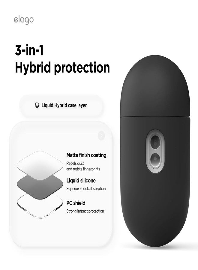 elago Liquid Hybrid Case Compatible with AirPods Pro 3 Case Cover - Triple Layer Protection, Lanyard Included, Wireless Charging, Shock Resistant (Black) - Image 3