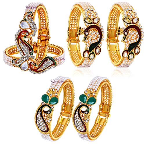 YouBella Jewellery Traditional Gold Plated Combo of 3 Bracelet Bangle Set For Girls and Women (Style 1) - Image 1