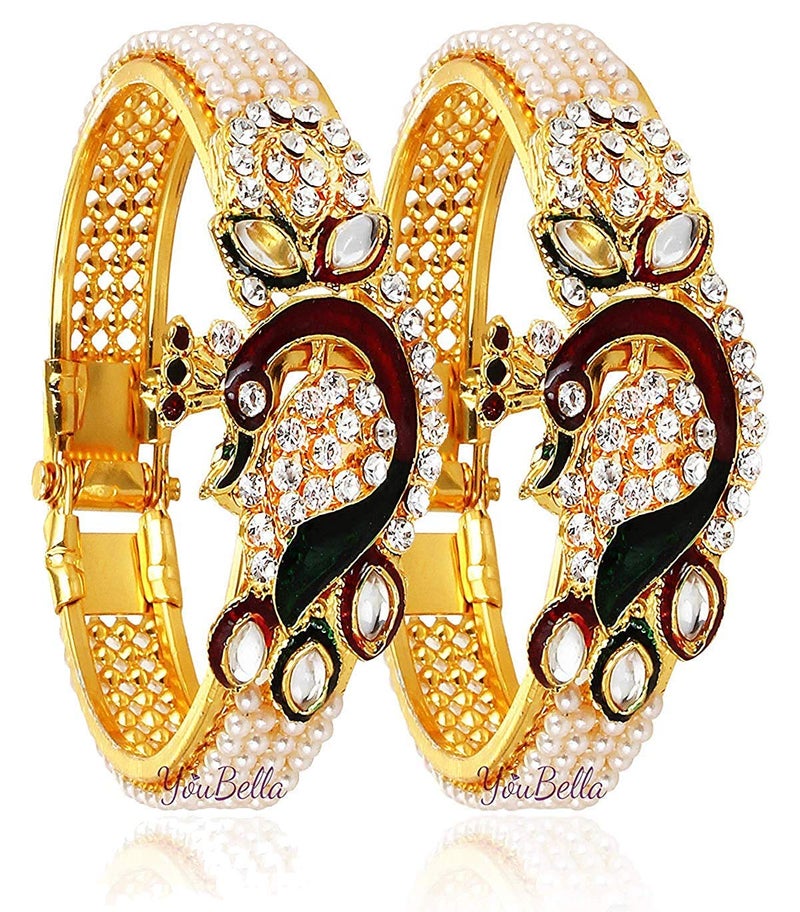 YouBella Jewellery Traditional Gold Plated Combo of 3 Bracelet Bangle Set For Girls and Women (Style 1) - Image 2