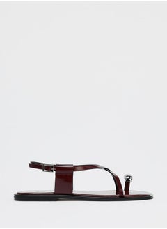 Zara Strappy flat slider sandals with metal embellishment  - Image 1