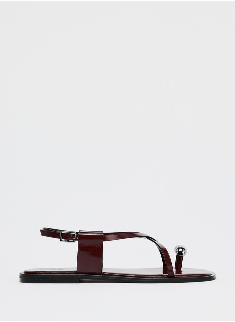 Zara Strappy flat slider sandals with metal embellishment  - Image 1