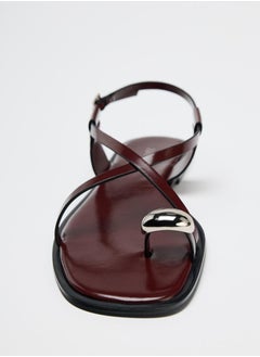 Zara Strappy flat slider sandals with metal embellishment  - Image 2