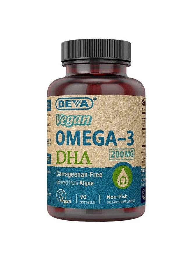 ديفا مكمل غذائي نباتي من أوميغا 3 DHA من DEVA، كبسولة هلامية ناعمة مرة واحدة يوميًا 200 مجم، خالٍ من الكاراجينان، خالٍ من الجيلاتين، غير مشتق من الأسماك، زيت الطحالب، أحماض أوميغا 3 الدهنية - 90 كبسولة هلامية - Image 1