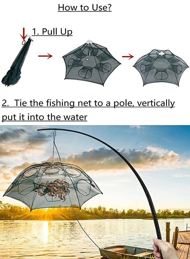 Verilux® 8 Side Bait Fishing Trap Portable Folded Fishing Net Shrimp Minnow Crayfish Crab Baits Cast Mesh Trap Automatic - Image 5