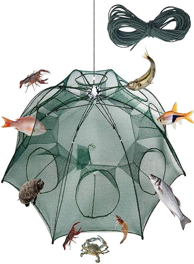 Verilux® 8 Side Bait Fishing Trap Portable Folded Fishing Net Shrimp Minnow Crayfish Crab Baits Cast Mesh Trap Automatic - Image 1