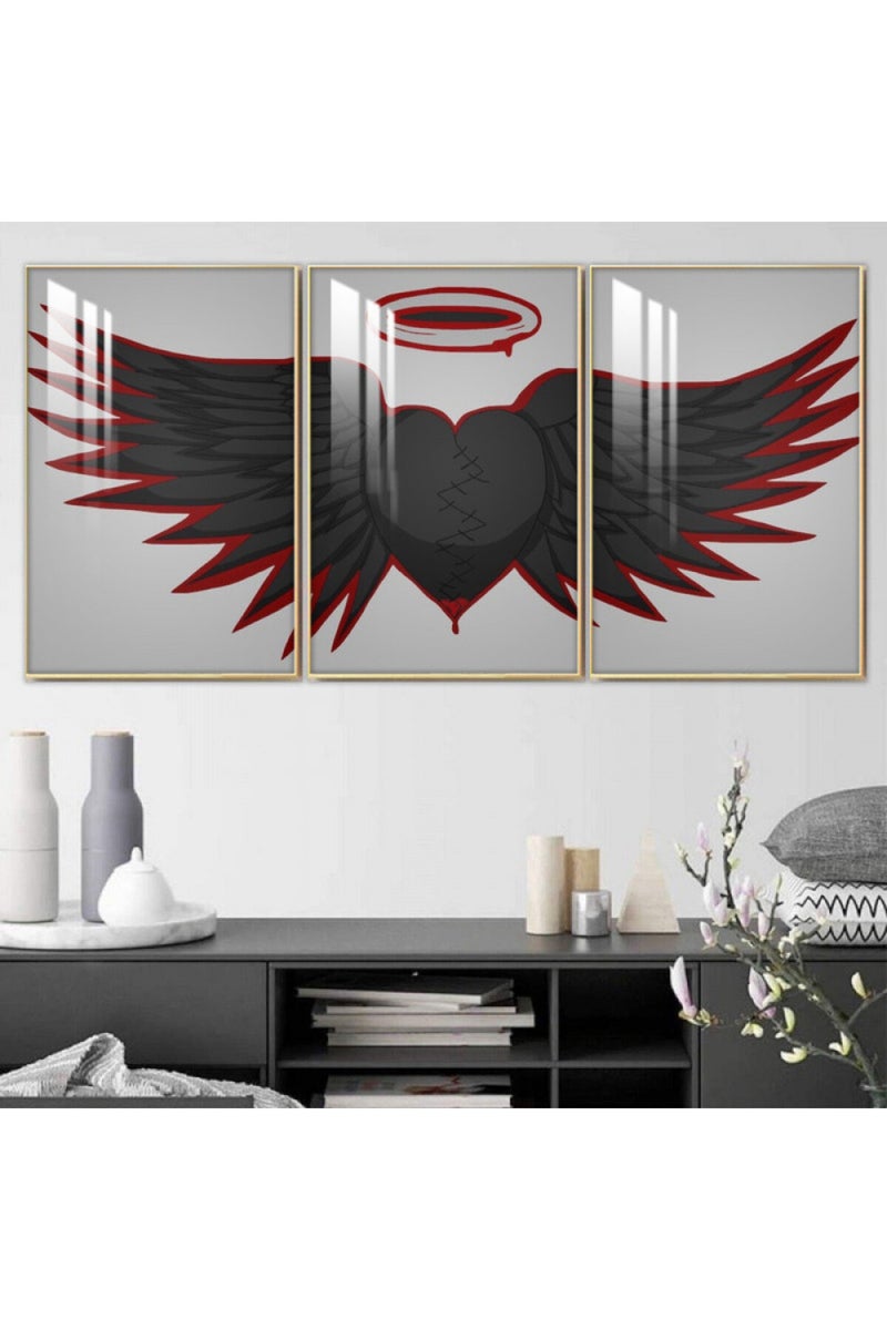 ماركتنا ثلاث لوحات جدارية خشبية بإطار وطبقة أكريليك شفافة - Image 1