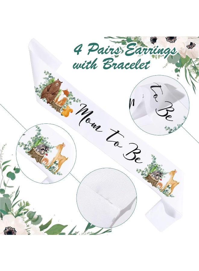 Xinnun Mom to Be Sash for Woodland Baby Shower Mom to Be Daddy to Be Corsage with Sage Green Leaf Crown Kit Woodland Party Favors for Maternity Girl Boy Gender Reveal 4 Pieces - Image 4