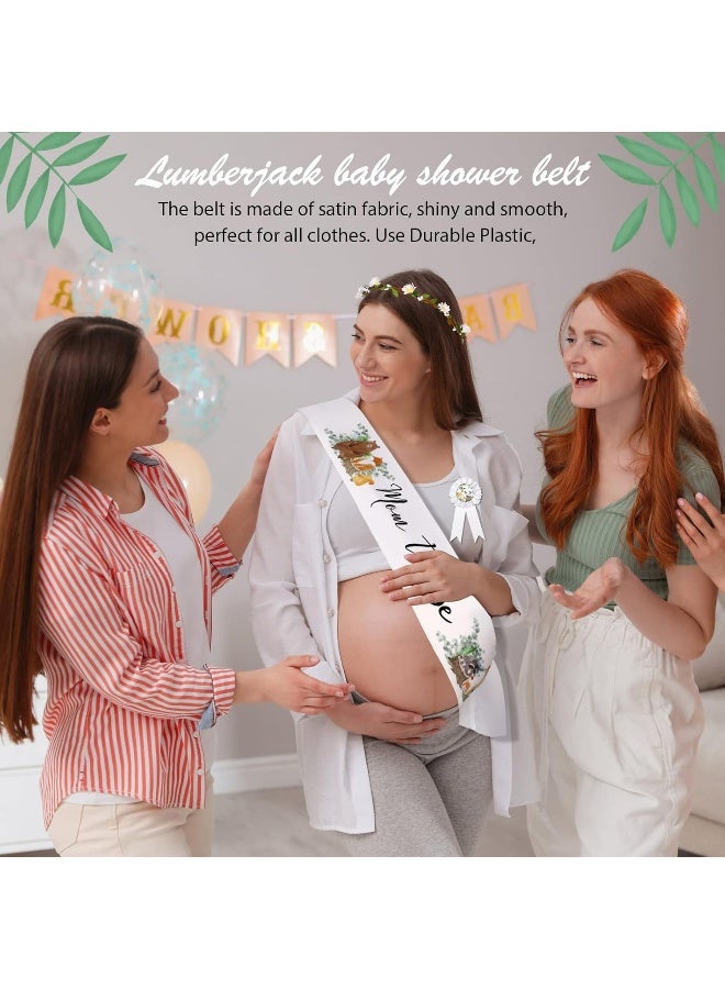 Xinnun Mom to Be Sash for Woodland Baby Shower Mom to Be Daddy to Be Corsage with Sage Green Leaf Crown Kit Woodland Party Favors for Maternity Girl Boy Gender Reveal 4 Pieces - Image 5