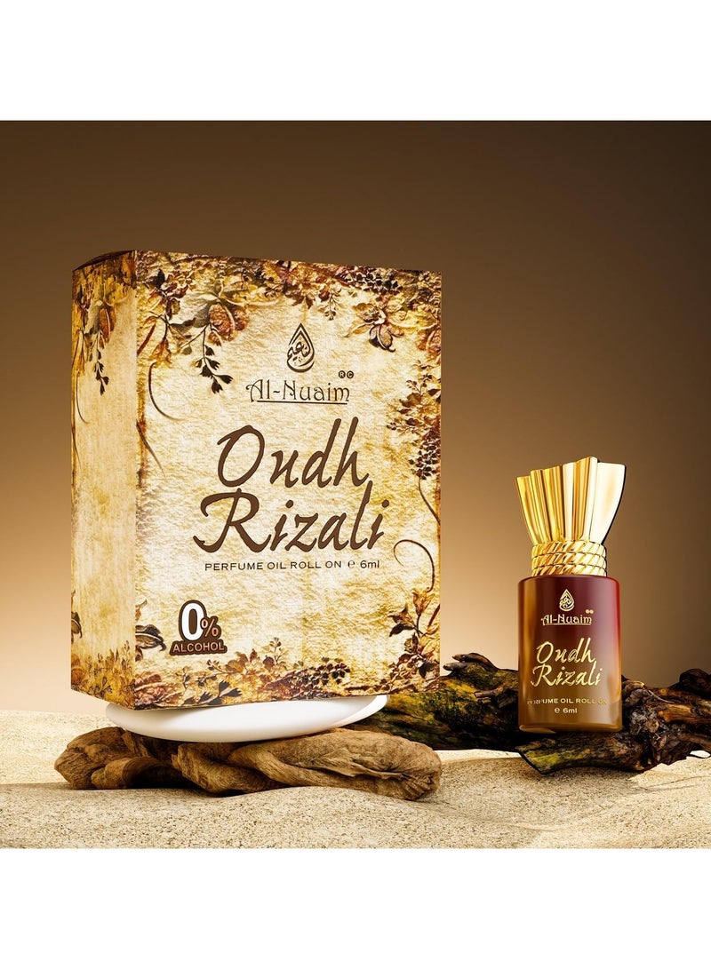 Al Nuaim Al-Nuaim Tohfa Series Oudh Rizali Attar Roll-On 6ml (Pack of 4) | Alcohol-Free Unisex Attar Perfume Oil | Long Lasting Oud & Rose Fragrance for Men & Women | Pocket Size Concentrated Ittar - Image 3