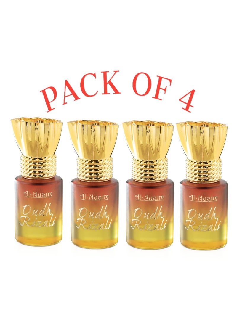 Al Nuaim Al-Nuaim Tohfa Series Oudh Rizali Attar Roll-On 6ml (Pack of 4) | Alcohol-Free Unisex Attar Perfume Oil | Long Lasting Oud & Rose Fragrance for Men & Women | Pocket Size Concentrated Ittar - Image 1