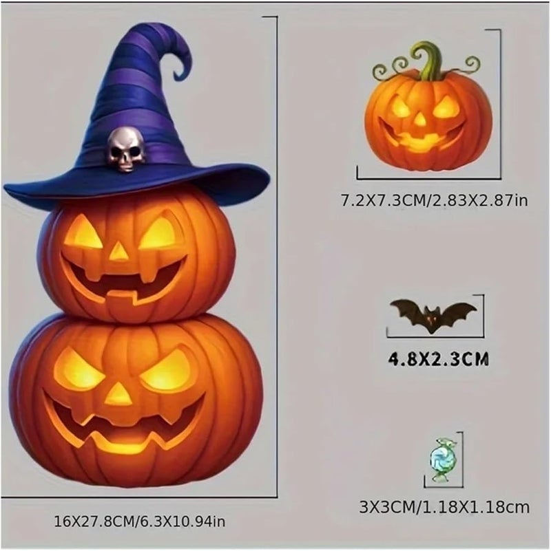 Halloween Window Clings 10 Sets Pumpkin Glass Stickers Style A Party Decoration - Image 3