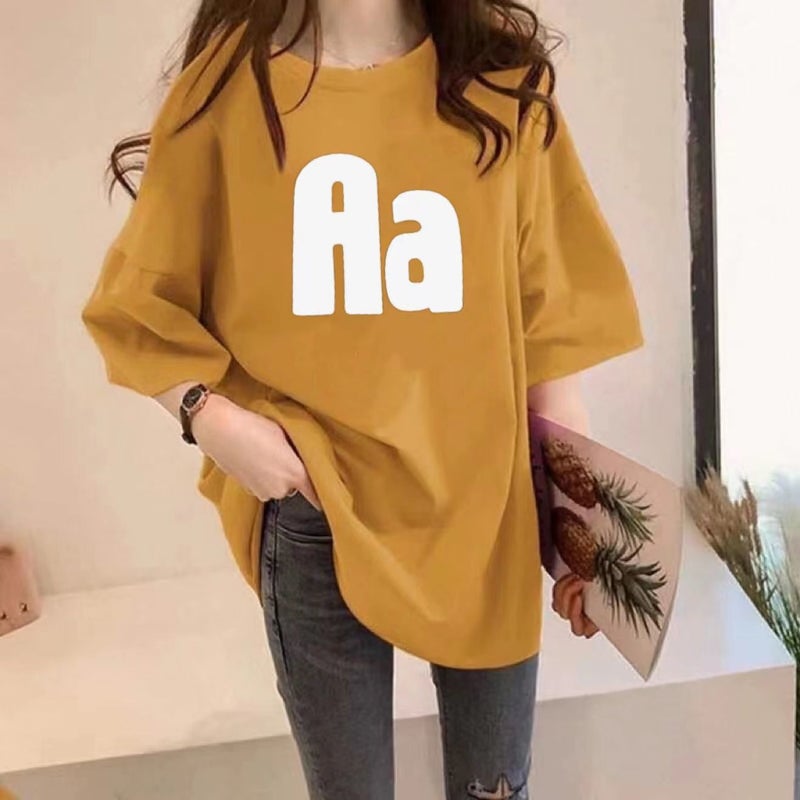 Short-sleeved T-shirt with Cotton for Women ins Fashionable Summer New Style Casual All-match Loose Large Size Mid-length Student Top Half-sleeved - Image 5