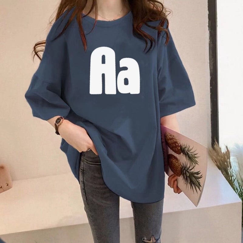 Short-sleeved T-shirt with Cotton for Women ins Fashionable Summer New Style Casual All-match Loose Large Size Mid-length Student Top Half-sleeved - Image 3