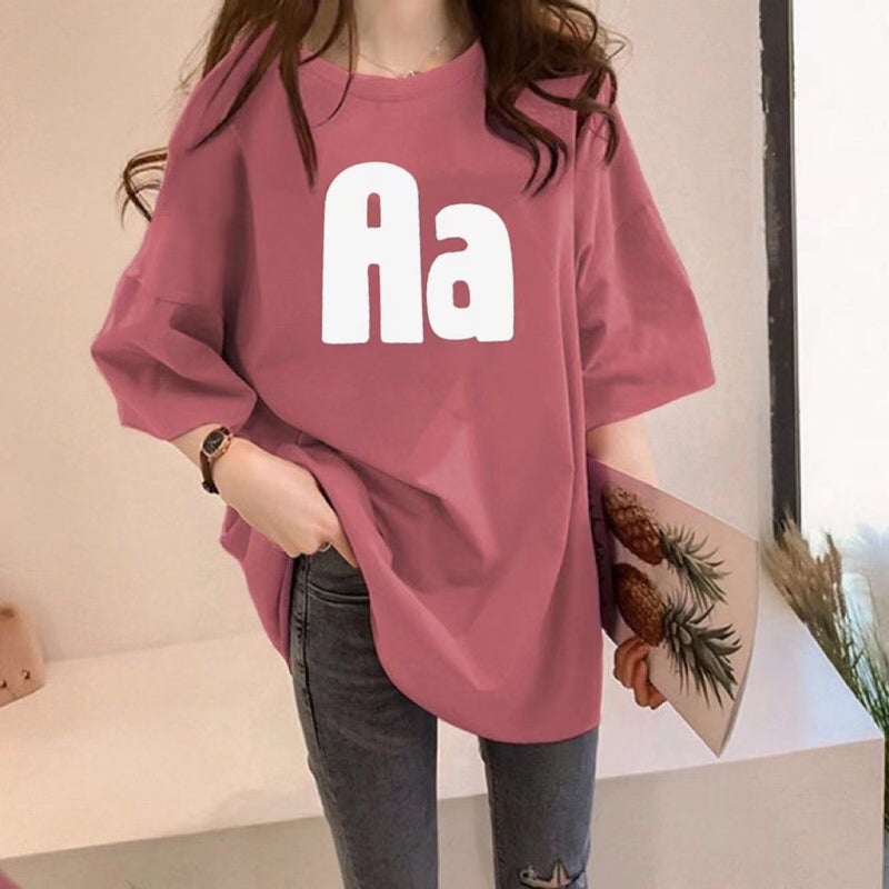 Short-sleeved T-shirt with Cotton for Women ins Fashionable Summer New Style Casual All-match Loose Large Size Mid-length Student Top Half-sleeved - Image 2