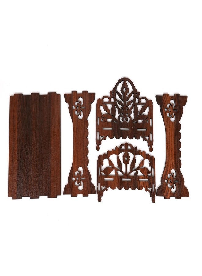 NISHOMES Decorative Wooden Laddu Gopal Ji Bed, Dark Brown, Traditional Design with Intricate Cutwork, DIY Assembly, 30 x 30 x 20 cm - Image 2