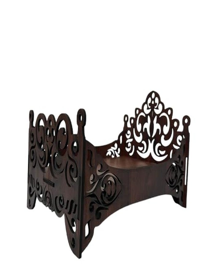 NISHOMES Decorative Wooden Laddu Gopal Ji Bed, Dark Brown, Traditional Design with Intricate Cutwork, DIY Assembly, 30 x 30 x 20 cm - Image 3