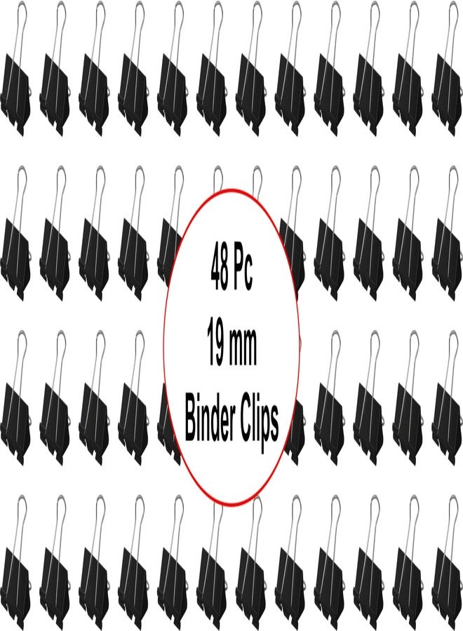 IMPRINT Small Size 19 mm Binder Clips - 1 Pack of 48 Pcs, Metal Binding Clips - Colour Black - Image 2