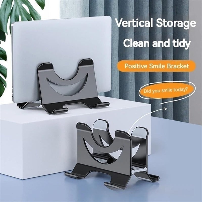 Vertical Laptop Stand With Auto Lock And Side Shelf Black - Image 4