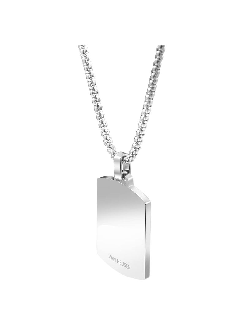 Van Heusen Van Heusen Men's Stainless Steel Engravable Dog Tag Pendant with Box Chain Necklace (Silver)  - Image 2