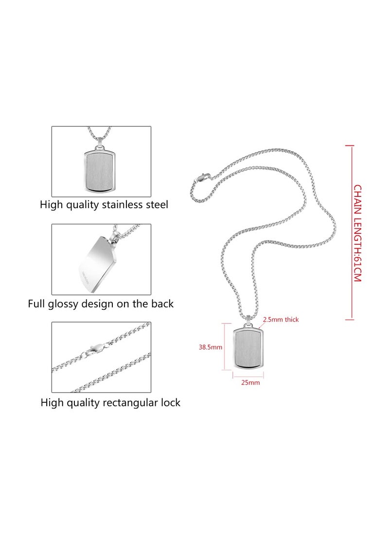 Van Heusen Van Heusen Men's Stainless Steel Engravable Dog Tag Pendant with Box Chain Necklace (Silver)  - Image 4