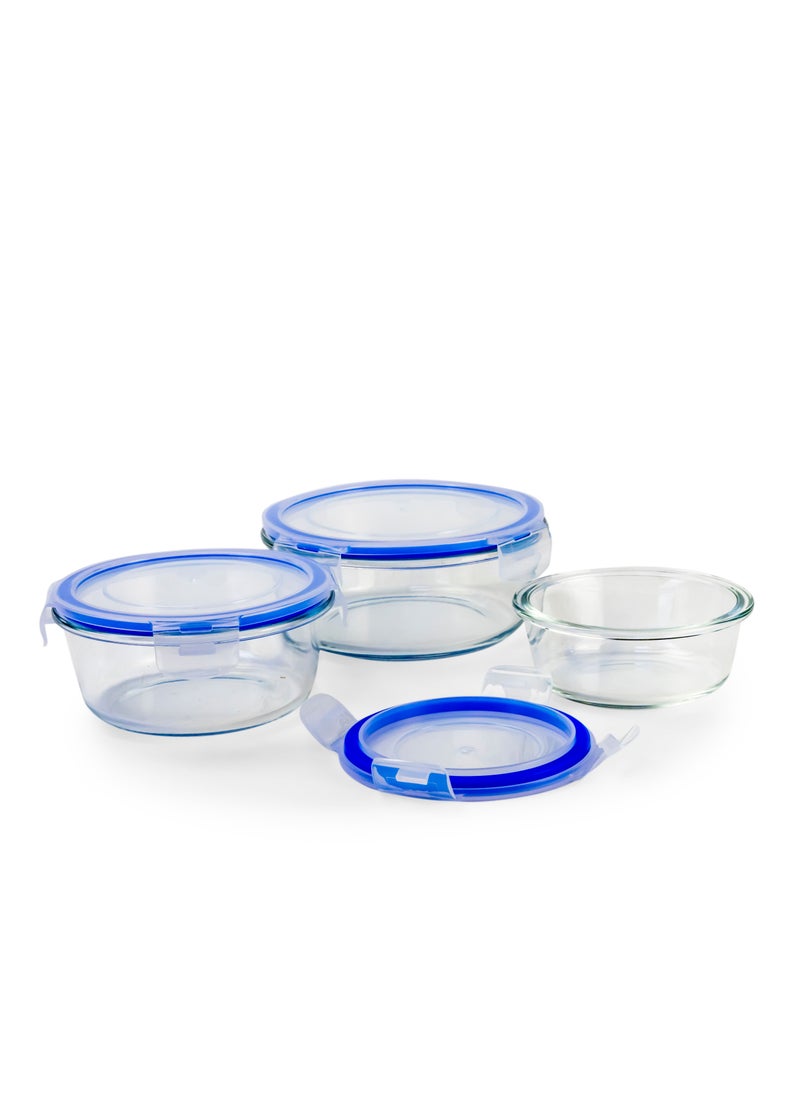 Mondex - 3 pieces round Borosilicate Glass Food Container with lid set 350ml 600ml 900ml Lunch box leak proof Silicone seal Lid - Image 1