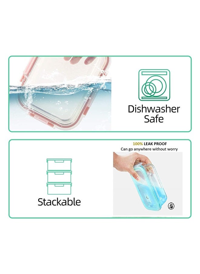 Mondex - 3 pieces round Borosilicate Glass Food Container with lid set 350ml 600ml 900ml Lunch box leak proof Silicone seal Lid - Image 1