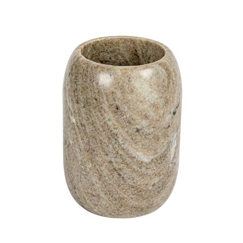 Creative Co-Op Modern Marble Bottle Holder, White Crock, Natural - Image 1