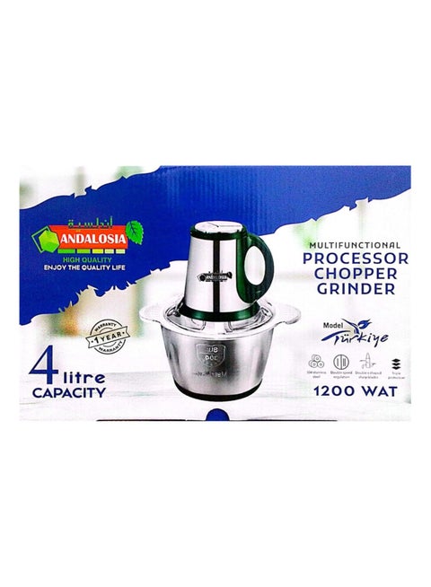 كبه تركي بيد وقطاعة خضار ولحمة 4 لتر و3سرعات 1200  وات جودة ممتازة ، 4  ترس ,استيل كامل مقاوم للصدا تقدر تكسر الثلج بسهولة غير قابل للكسر سعة 4  لتر - صناعه تركي بضمان سنه