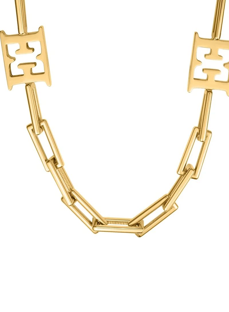 ESCADA Margaretha Link Chain Necklace with Four Iconic Logo Charms Timeless Elegance and Statement Piece