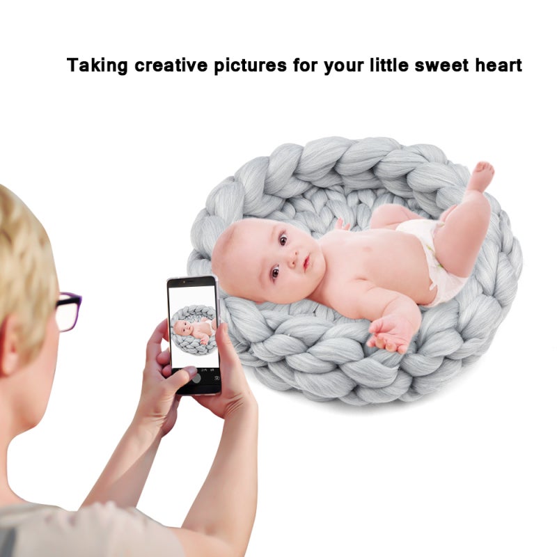 Newborn Blanket 15.7 Inches Diameter Hand Woven - Soft Touch Fine Texture Baby Milestone Photo Prop for Newborns Home Decoration - Image 4
