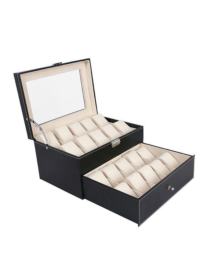 NIBEMINENT - 2-Layer Watch Organizer Box With Glass Display - Image 1