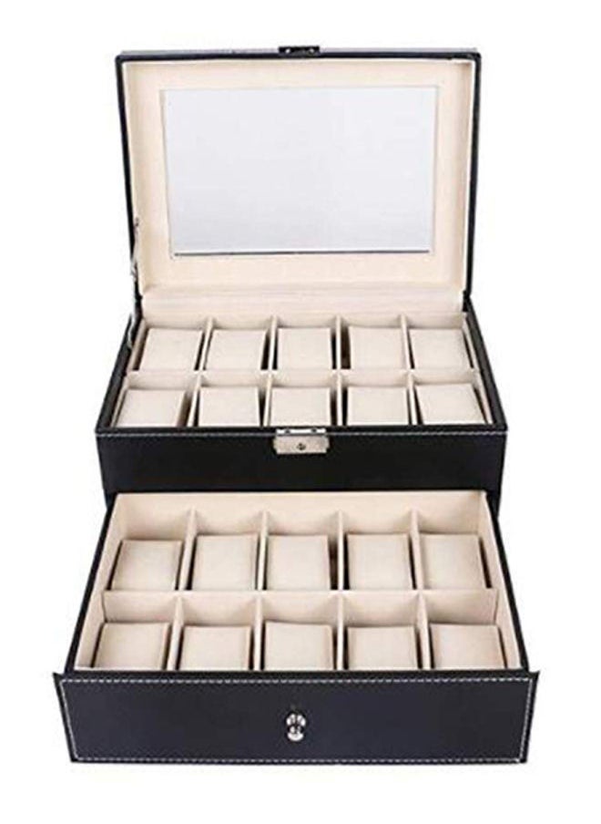 NIBEMINENT - 2-Layer Watch Organizer Box With Glass Display - Image 1