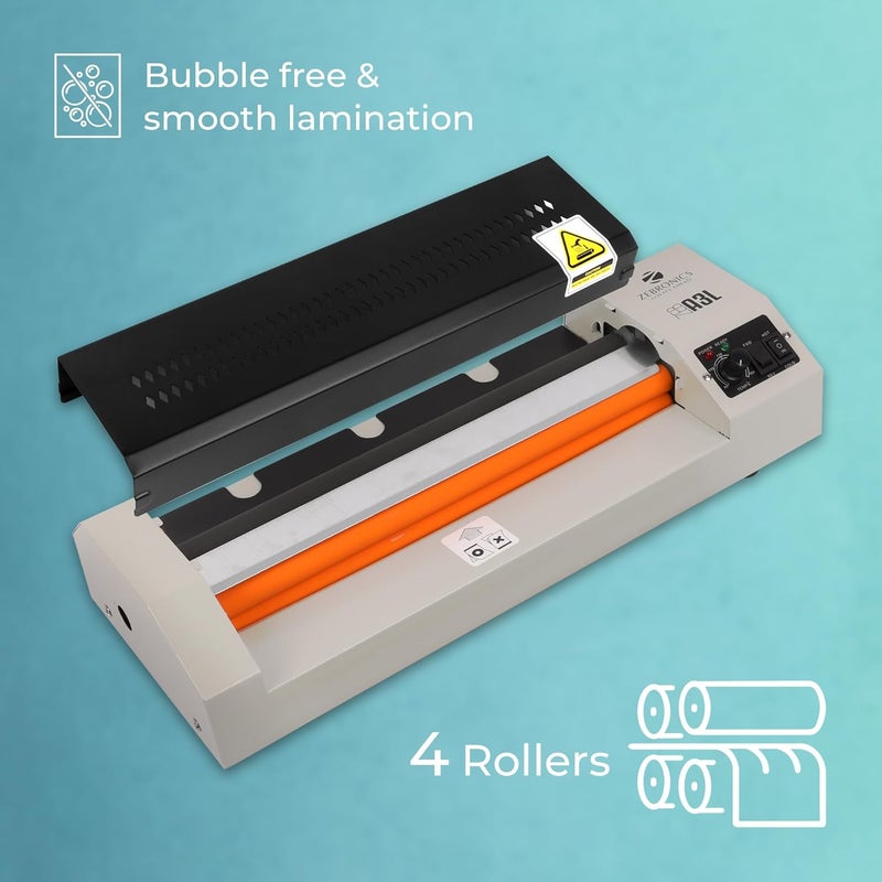 ZEBRONICS A3L Thermal Laminator with Anti-Jam System, Hot/Cold Control Switch with LED Indicators, Compatible Size Upto A3 for Business and Home use - Image 4