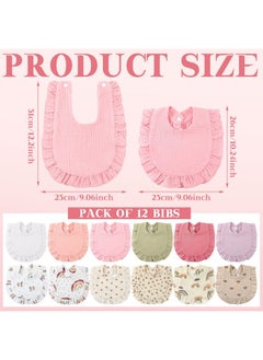 Geyoga 12 Pcs Baby Muslin Bibs Unisex Drool Teething Bibs Adjustable Drool Bibs Feeding Cloth Baby Bibs For Baby Infants(Sweet Color)  - Image 3