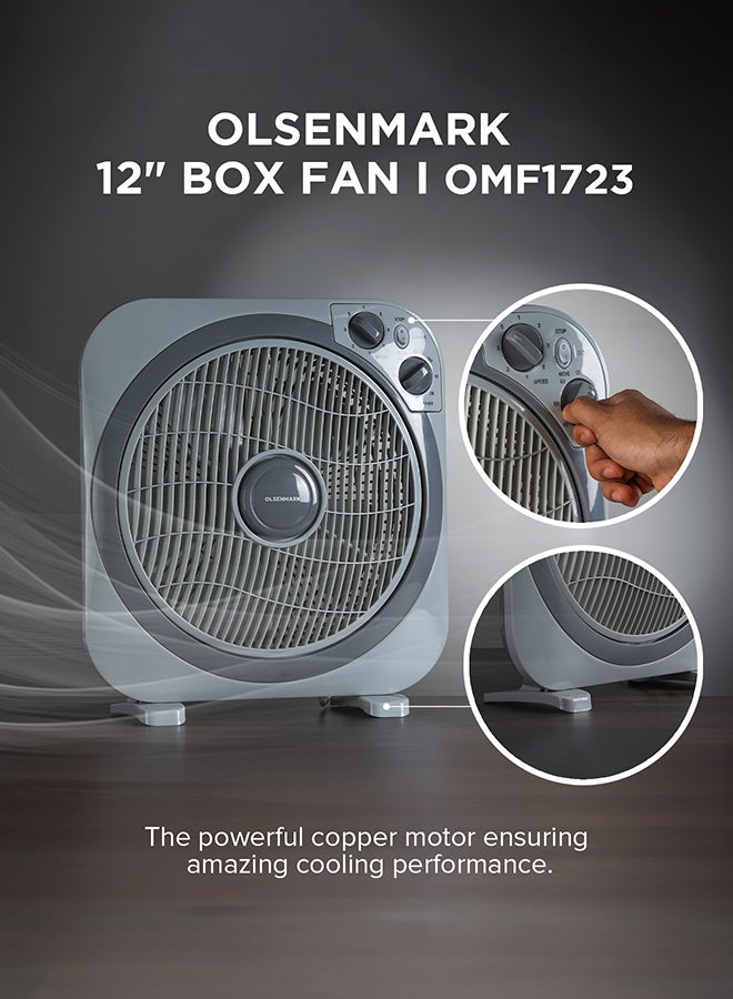 أولسنمارك مروحة بإطار مربع، بثلاث سرعات OMF1723 أزرق/ أبيض - Image 5