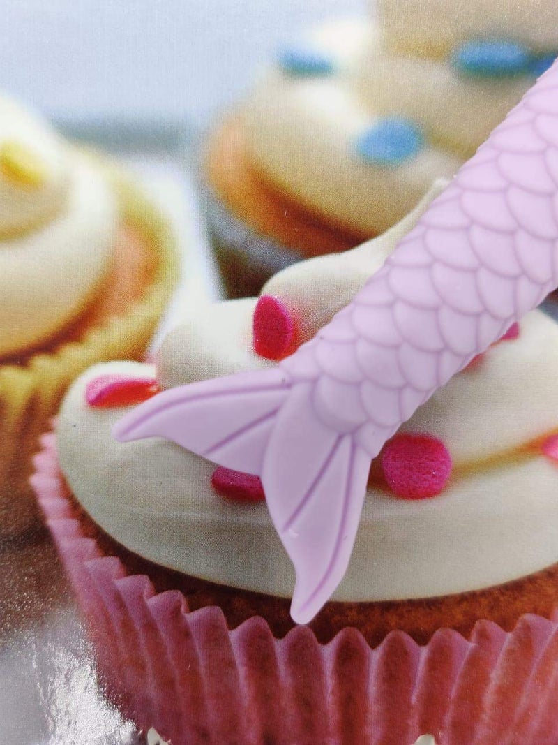 CherryBox CherryBox Unique Shark Tail Design Silicone Spatula and Pastry Brush Set with Glitter Special for Cake Mixer Cooking Baking Glazing Multicolor Blue Purple  - Image 4