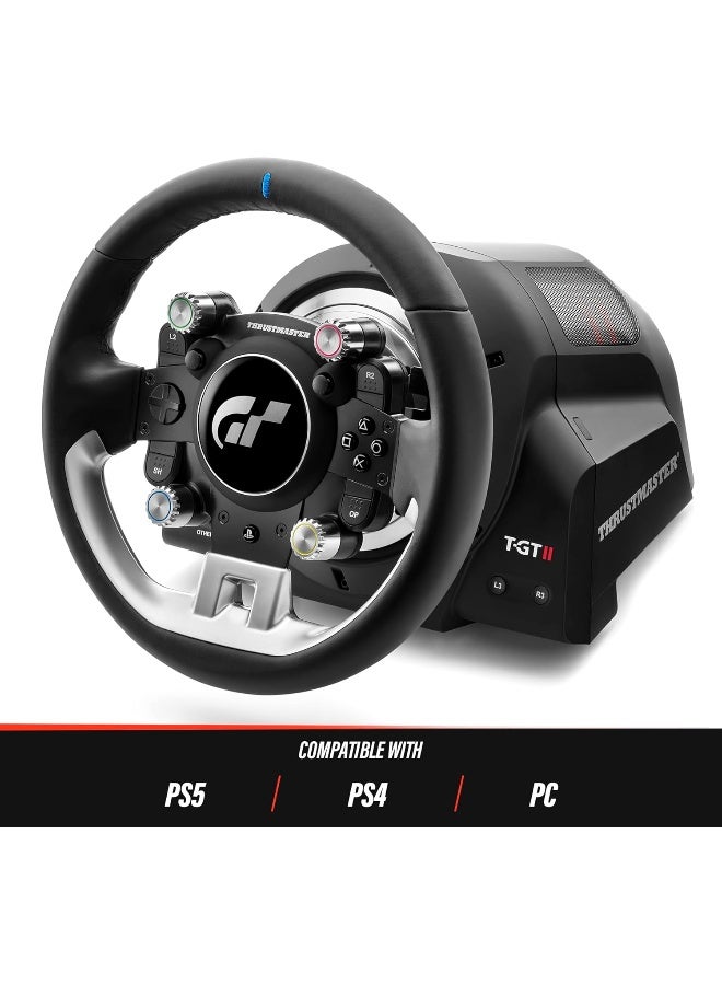Thrustmaster T-GT II, Racing Wheel with Set of 3 Pedals, PS5, PS4, PC, Real-Time Force Feedback, Brushless 40-Watt Motor, Dual-Belt System, Magnetic Technology, Interchangeable Wheel - Image 2