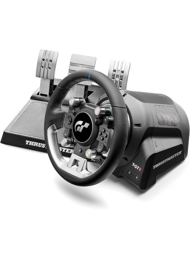 Thrustmaster T-GT II, Racing Wheel with Set of 3 Pedals, PS5, PS4, PC, Real-Time Force Feedback, Brushless 40-Watt Motor, Dual-Belt System, Magnetic Technology, Interchangeable Wheel - Image 1